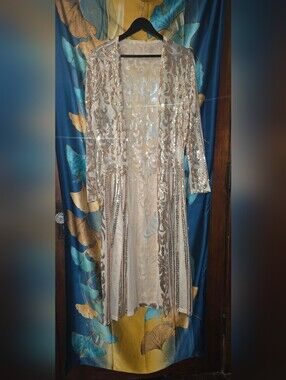 Dubai dress cover. Sequin Embellished Long Sleeve Dress Cover - Champagne NWOT